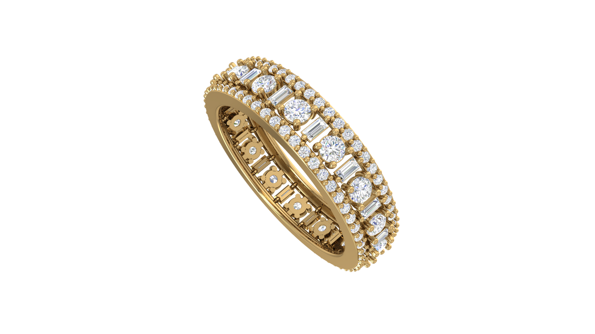 Women's Triple-Row Pave Diamond Eternity Band Ring