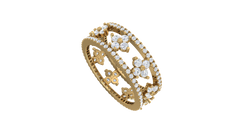 Filigree Floral Clover Openwork Diamond Eternity Band Ring