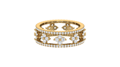 Filigree Floral Clover Openwork Diamond Eternity Band Ring
