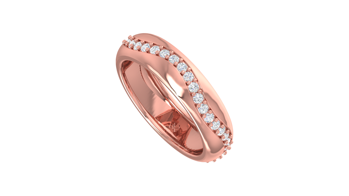 S-Curve Diamond Wave Dome Ring