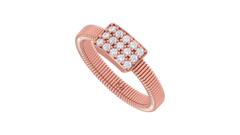 Rectangular Grid Diamond Ribbed Statement Ring