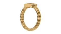 Rectangular Grid Diamond Ribbed Statement Ring