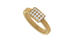 Rectangular Grid Diamond Ribbed Statement Ring