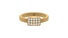 Rectangular Grid Diamond Ribbed Statement Ring