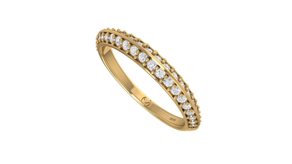Double-Row Diamond Knife-Edge Eternity Band Ring
