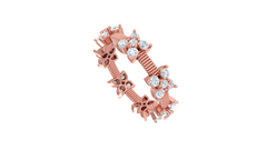 Alternating Floral Cluster Fluted Eternity Band Ring
