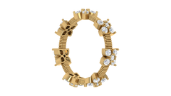 Alternating Floral Cluster Fluted Eternity Band Ring