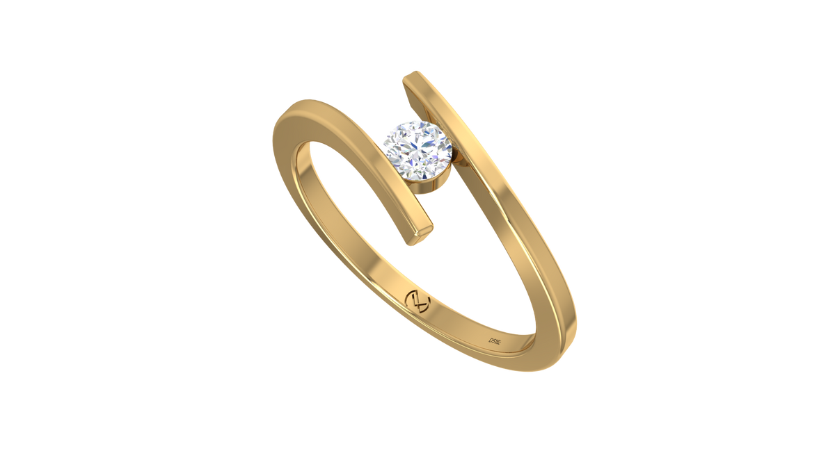 Floating Round Solitaire Open Bypass Ring