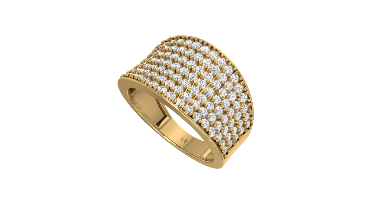 Seven-Row Micro Diamond Wide Band Ring