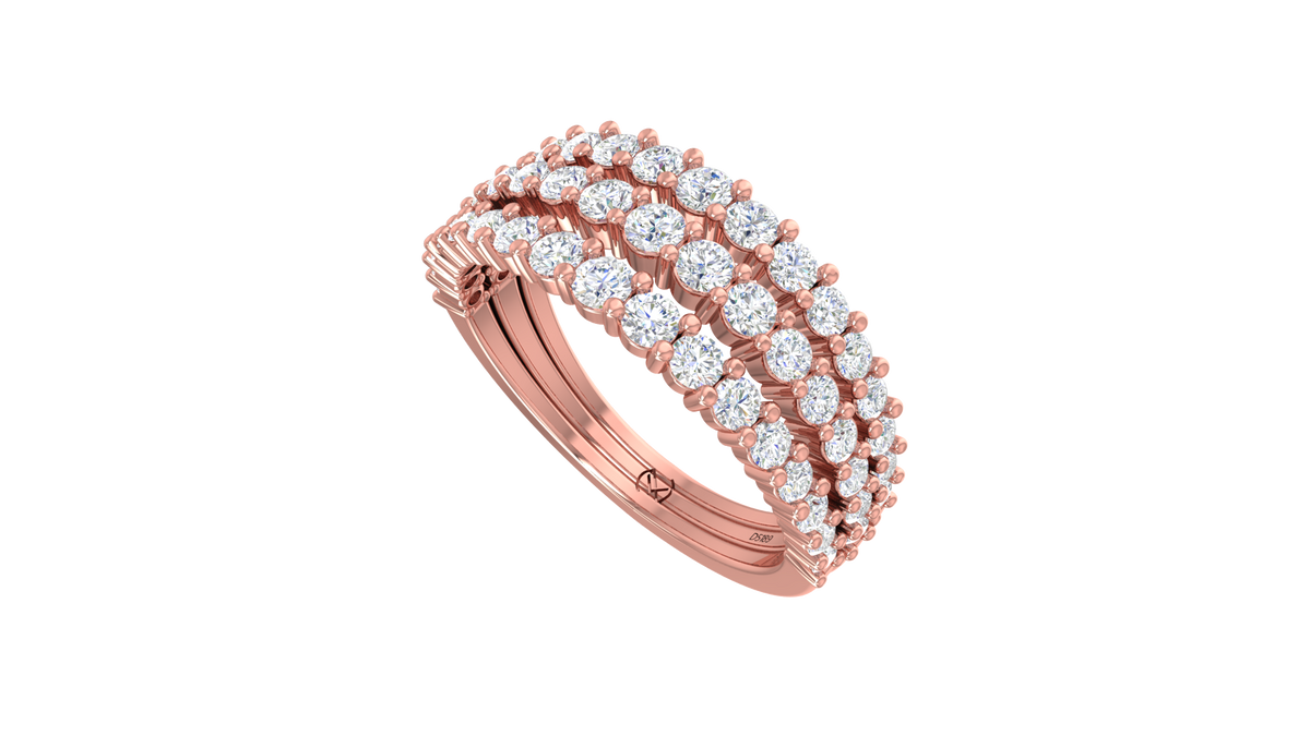 Triple-Row Round Diamond Shared-Prong Eternity Ring