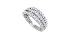 Triple-Row Round Diamond Shared-Prong Eternity Ring