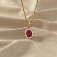 Load image into Gallery viewer, Oval Shape Ruby Diamond Pendant