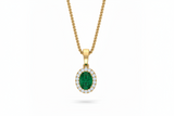 Oval Emerald Diamond Halo Azure Brilliant Solitaire