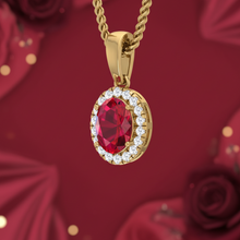 Load image into Gallery viewer, Oval Shape Ruby Diamond Pendant