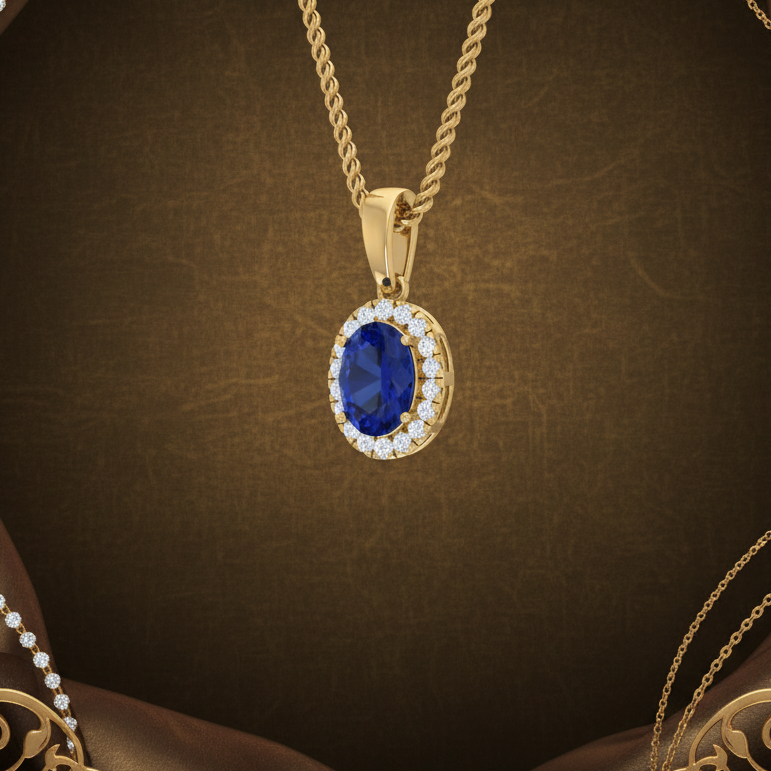 Precious Oval Sapphire Natural Diamond Ethereal Solitary