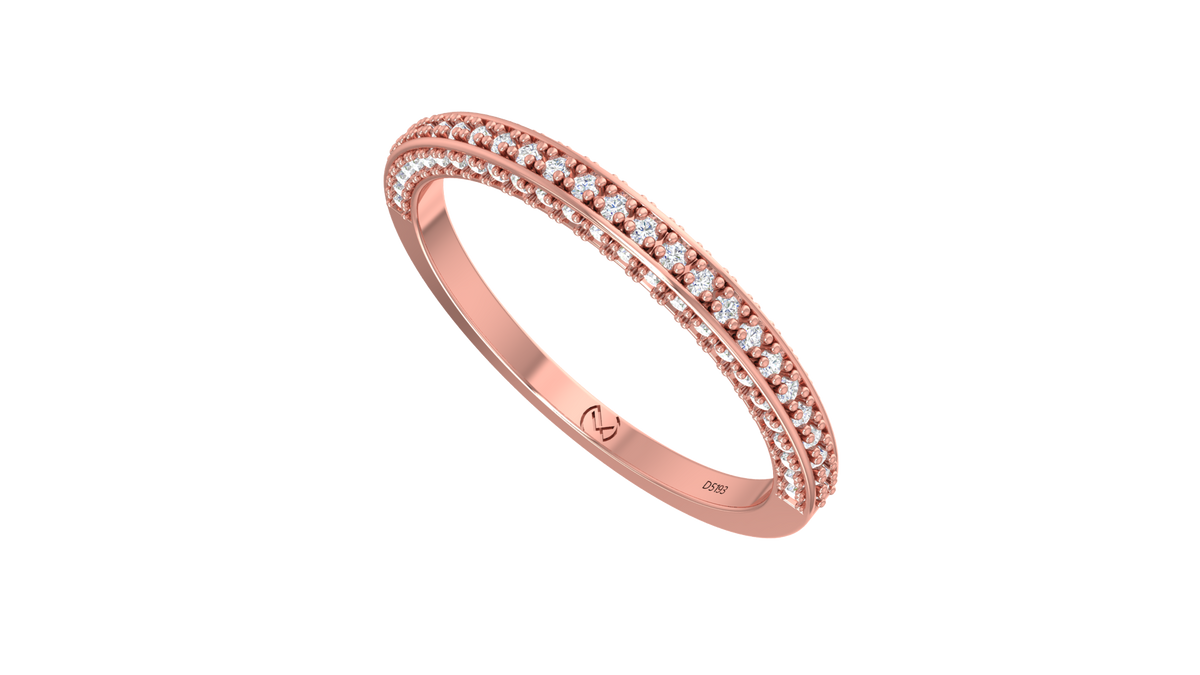 Dainty Milgrain Diamond Knife-Edge Ring