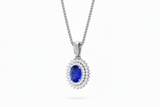 Precious Oval Sapphire Diamond Cluster Solitaire