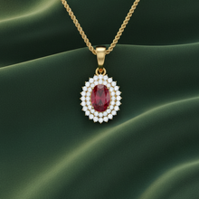 Load image into Gallery viewer, Fervent Oval Cut Ruby Encircled Crimson White Contrast Scintillating