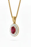 Fervent Oval Cut Ruby Encircled Crimson White Contrast Scintillating