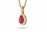Ruby Teardrop Gemstone Diamond Sparkle Solitaire