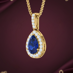 Pear Sapphire Diamond Open-Set Statement Solitaire