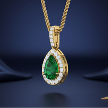 Load image into Gallery viewer, Precious Pear Emerald Natural Diamond Lush Solitaire