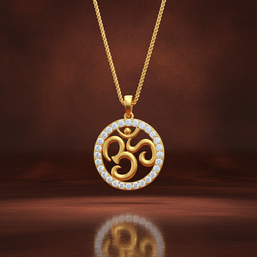 Diamond-Border Om Locket Pendant