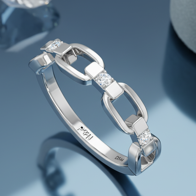 Modern Clip Architectural Sleek Link Solitaire Diamond