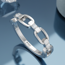 Load image into Gallery viewer, Modern Clip Architectural Sleek Link Solitaire Diamond