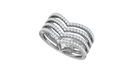 Five Row Pave Chevron Band