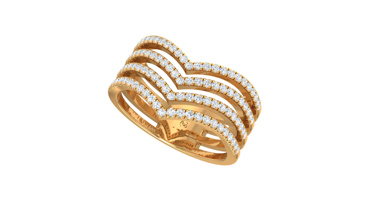 Five Row Pave Chevron Band