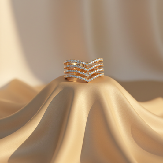 Five Row Pave Chevron Band