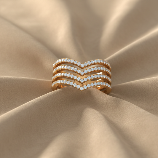 Five Row Pave Chevron Band