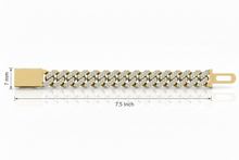 Load image into Gallery viewer, Raised Iced Out Cuban Bracelet in Gold