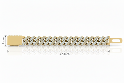 Raised Iced Out Cuban Bracelet in Gold