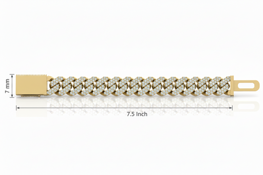 Raised Iced Out Cuban Bracelet in Gold