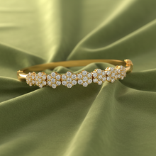 Load image into Gallery viewer, Hinged Gold Diamond Bangle with Floral Clusters
