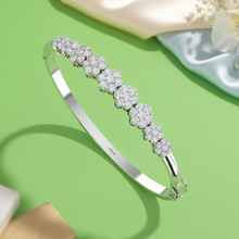 Load image into Gallery viewer, Hinged Gold Diamond Bangle with Floral Clusters