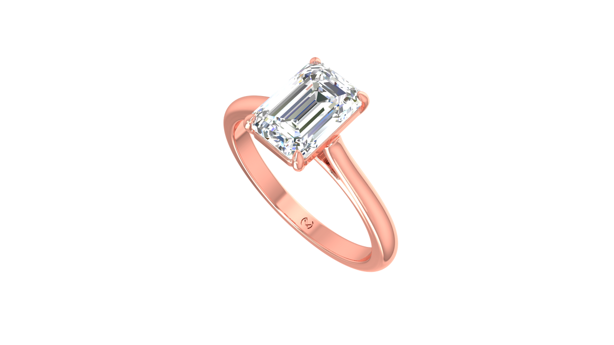 Emerald Solitaire Tapered Shank Lab Grown Diamond