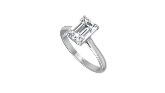 Emerald Solitaire Tapered Shank Lab Grown Diamond - R1998B