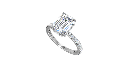 Emerald Solitaire French Pave Lab Grown Diamond - R2023B