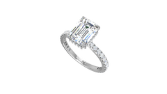 Emerald Solitaire French Pave Lab Grown Diamond