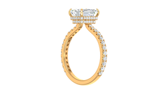 Emerald Solitaire French Pave Lab Grown Diamond