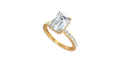 Emerald Solitaire French Pave Lab Grown Diamond