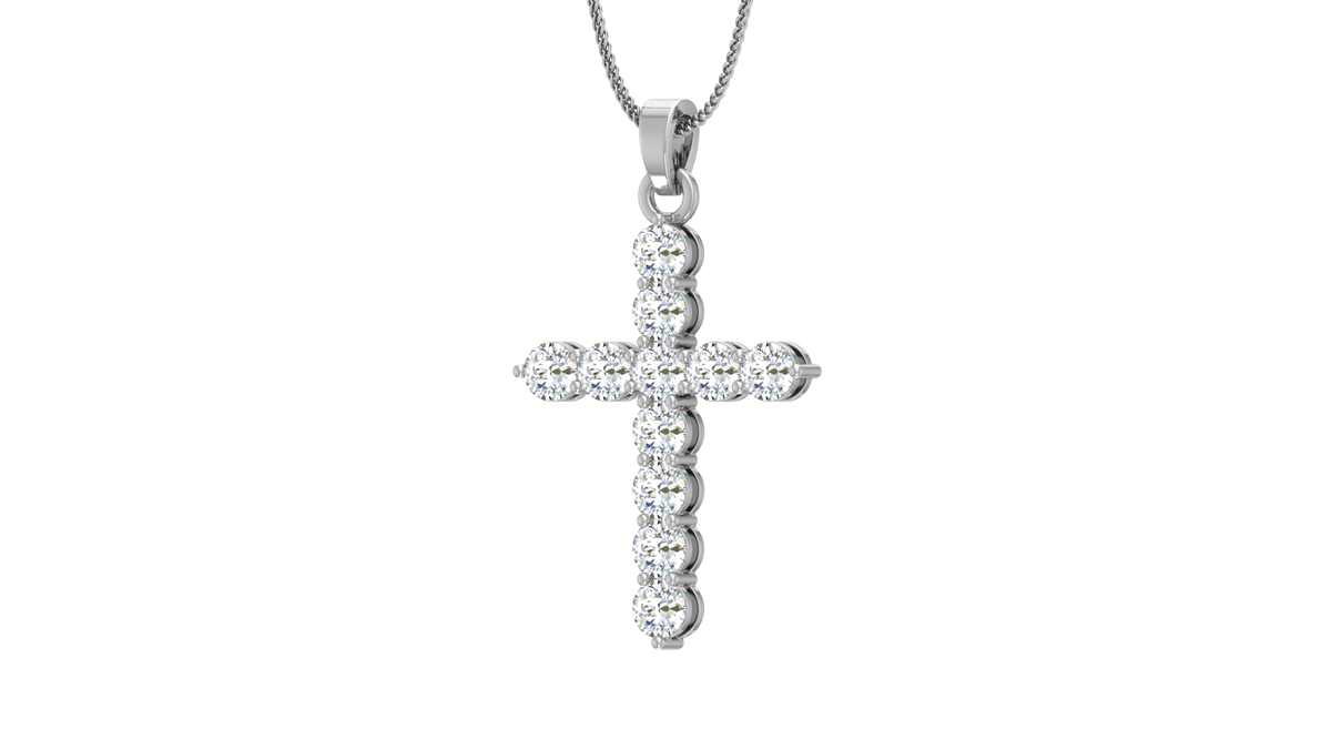 Graduating Lab Grown Diamond Cross Pendant