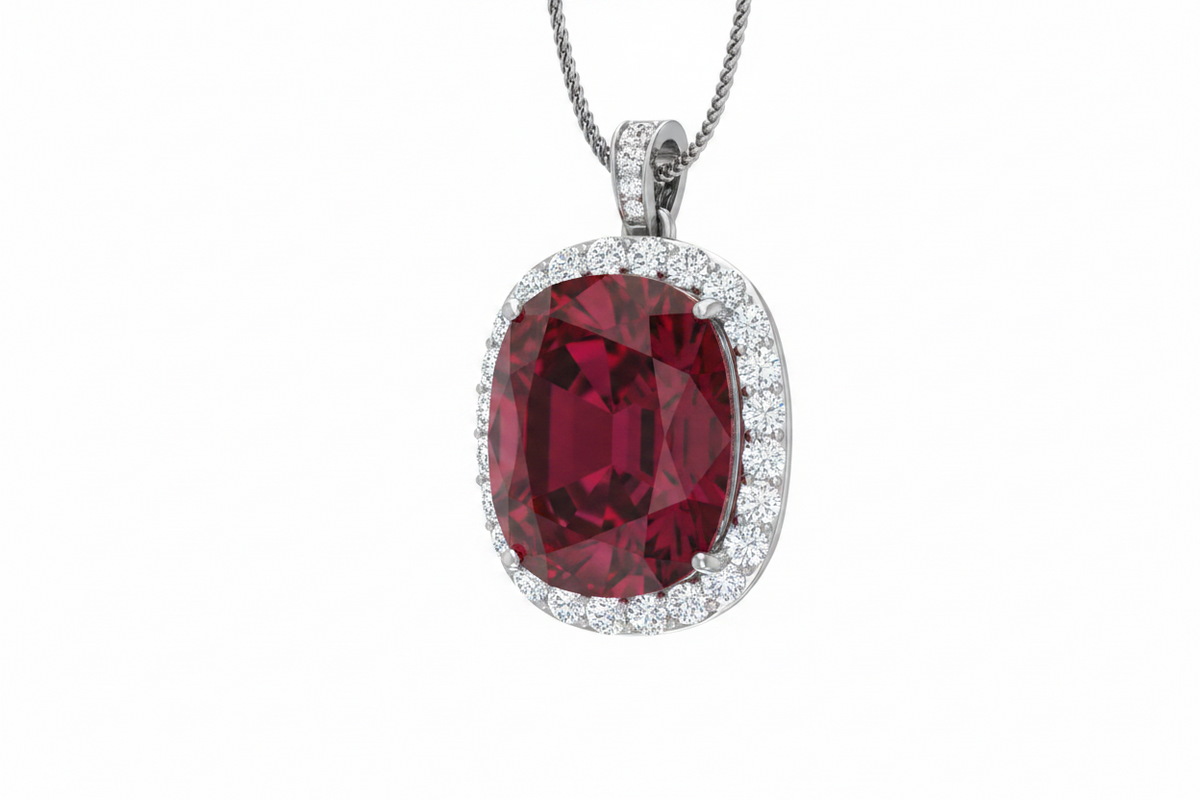 Cushion Ruby Diamond Halo - P732A