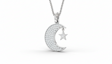 Load image into Gallery viewer, Sparkling Round Diamond Moon and Star Pendant