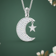 Load image into Gallery viewer, Sparkling Round Diamond Moon and Star Pendant