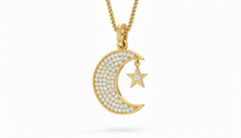 Load image into Gallery viewer, Sparkling Round Diamond Moon and Star Pendant