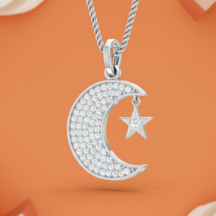Celestial Crescent Sparkling Moon and Star Diamond